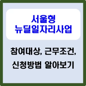 서울형 뉴딜일자리사업 참여대상 신청방법
