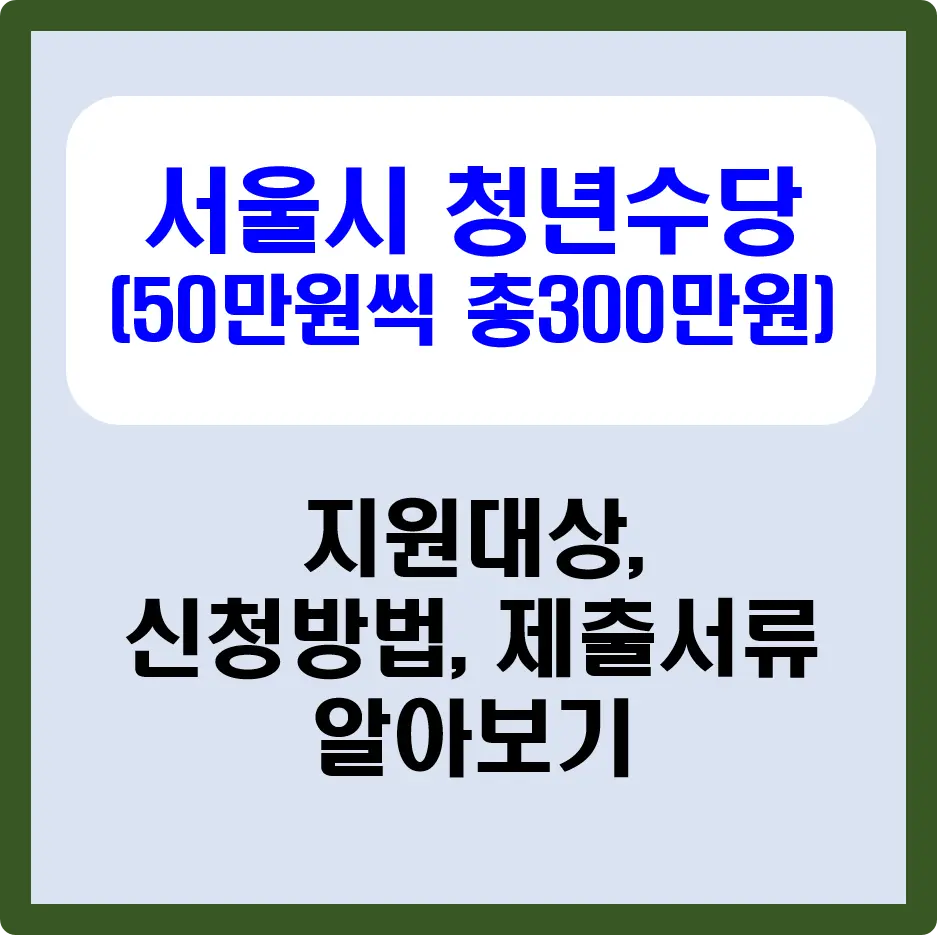 서울시 청년수당 월 50만원씩 총 300만원 2만명
